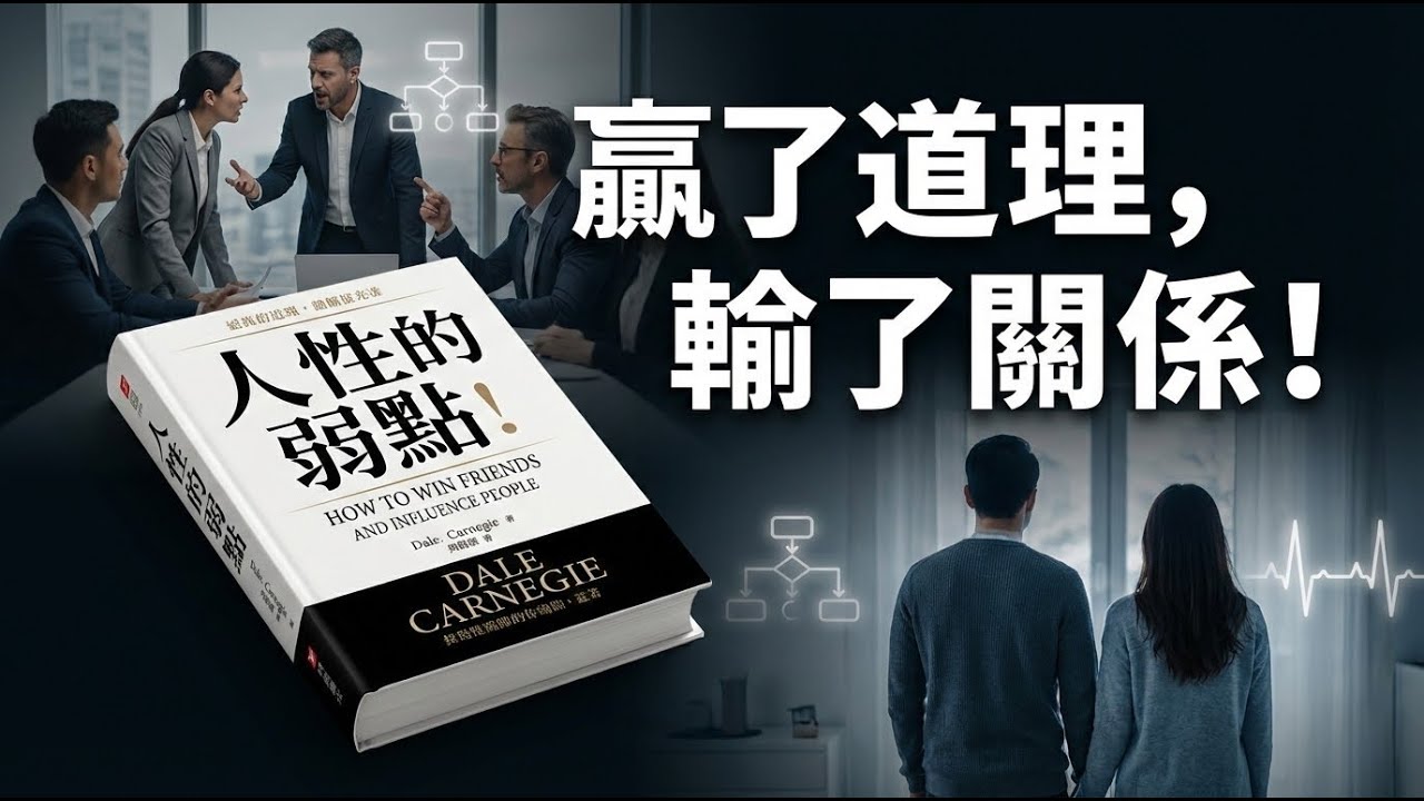 《人性的弱點》精讀：為何你越講道理越被討厭？看懂自尊心與重要感，化解人際關係內耗；避開批評反噬、爭論必輸陷阱，學會真誠肯定與讓人卸下防禦的溝通技巧框架，職場與親密關係都適用，一次講透可立刻用