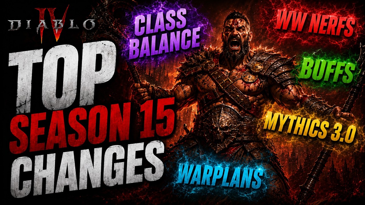 Top Season 15 Changes - Buffs Nerfs Class Balance & Mythics 3.0