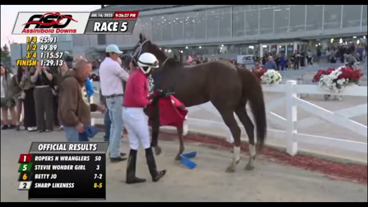 50-1 long shot ropers n wranglers wins the 5th race at assiniboia race track 16/7/2025