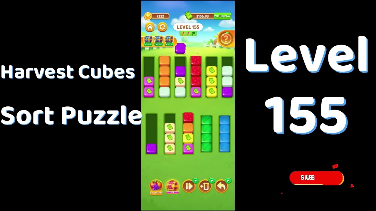 Harvest Cubes Sort Puzzle Level 155 Walkthrough 🌽🧠 | Relaxing Sort Game | Go Answer