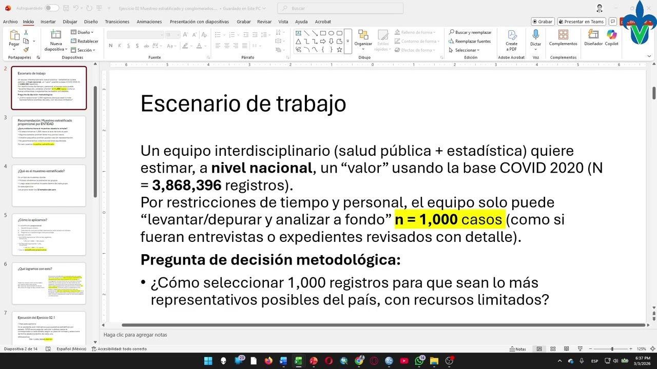 Ejercicio 02 Muestreo por estratificación y por conglomerados