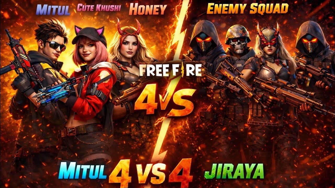 INSANE 4vs4 CLUTCH 😱 Mitul Squad vs Enemy Squad | Free Fire Ranked Battle 🔥