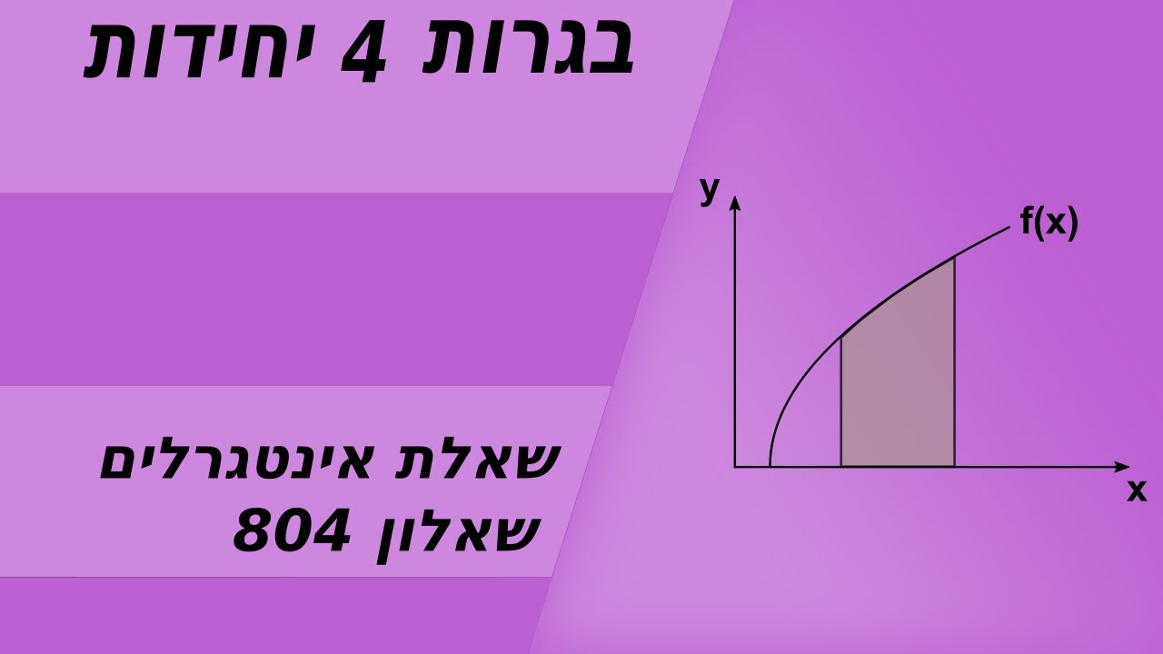אינטגרלים - חישוב שטחים 4 יחידות