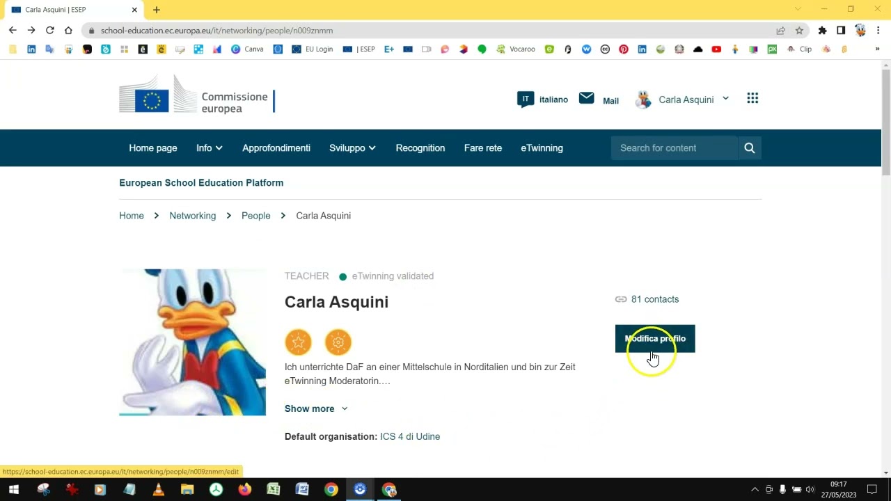 eTwinning ESEP editare il profilo