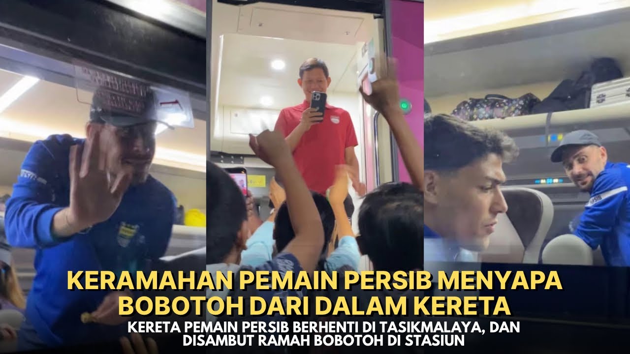 MOMENT HISTERIS BOBOTOH KETEMU PEMAIN PERSIB DI KERETA SAAT BERHENTI DI STASIUN