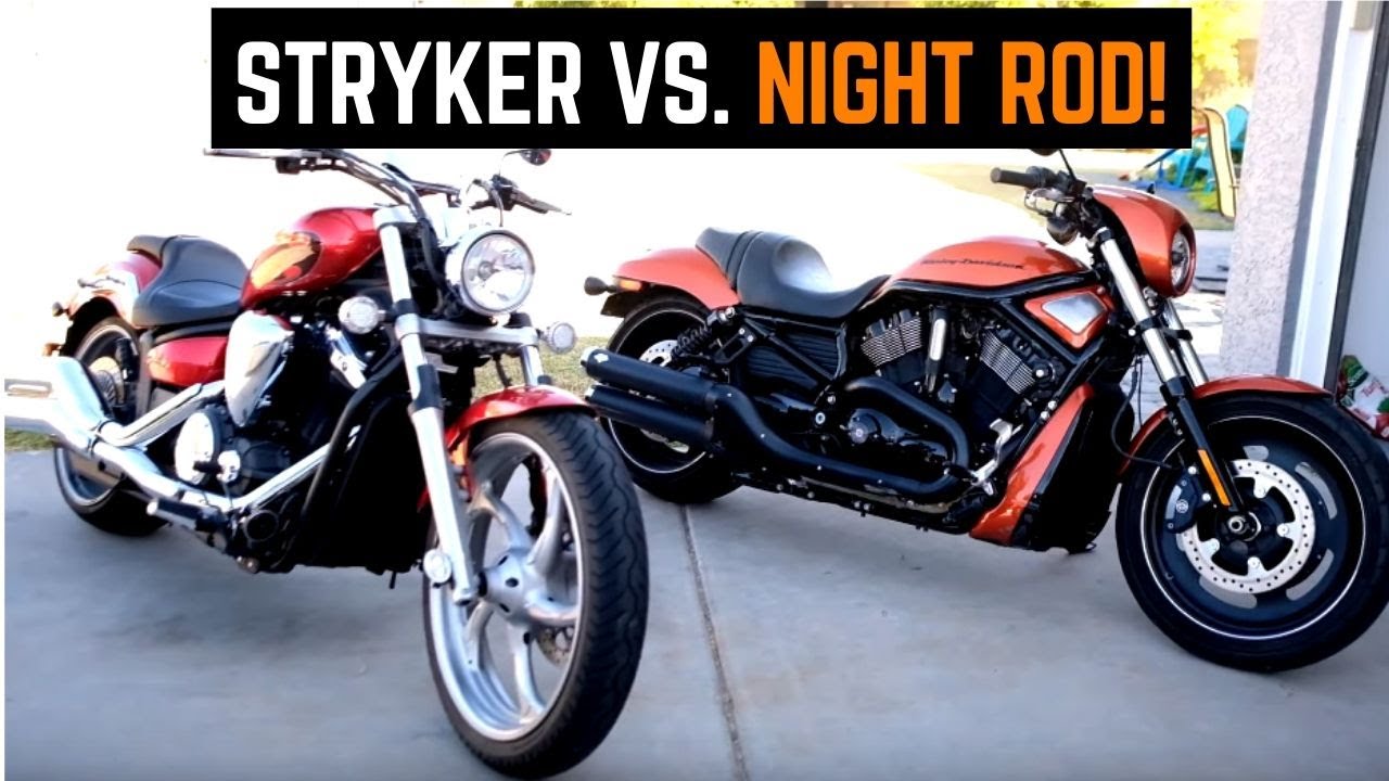Harley V-Rod vs Yamaha Stryker      Side By Side Comparison, 0-60mph, Walk Around