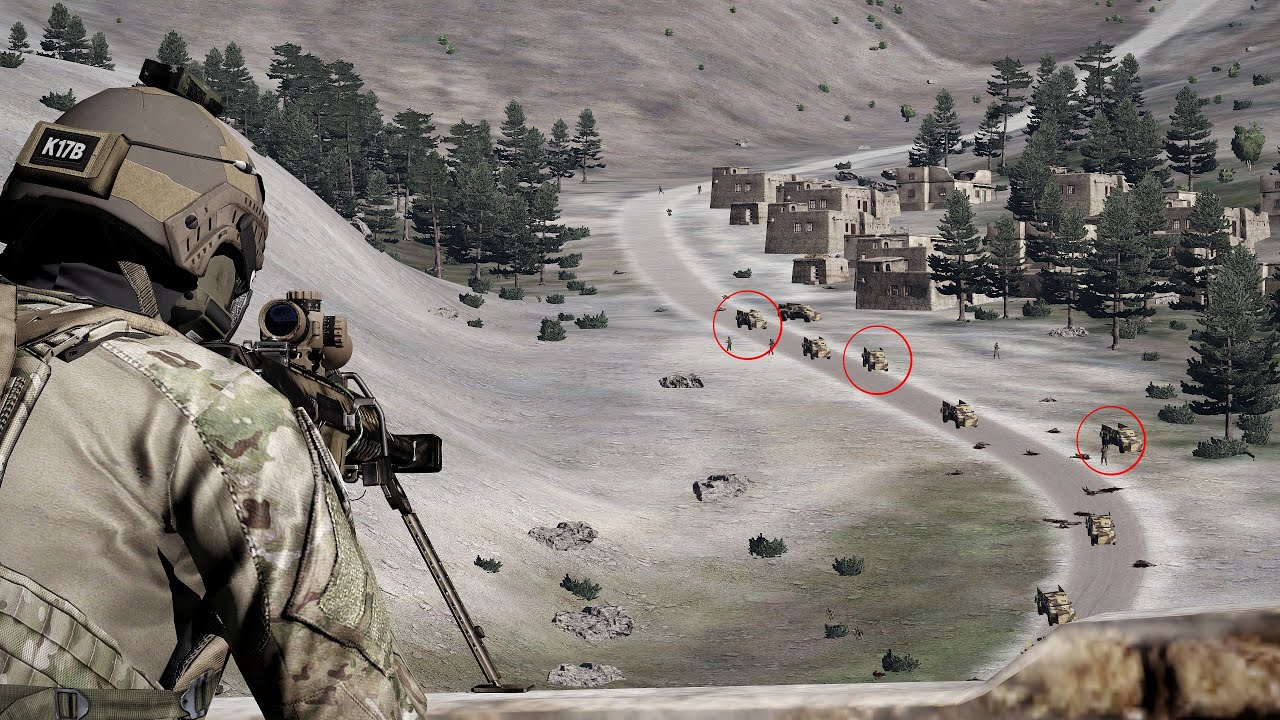 Convoy Ambushed by American Sniper |  M107 heavy-caliber sniper rifle | ARMA 3: Milsim