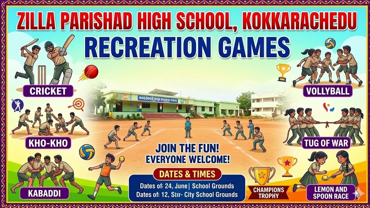 Recreation games by 7th class students ZPHS KOKKARACHEDU #recreation #games #sports 