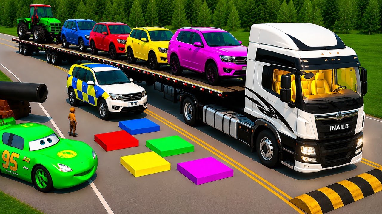 🚛💥 Double Flatbed Truck Transport vs Extreme Road Obstacles #93 | BeamNG.drive