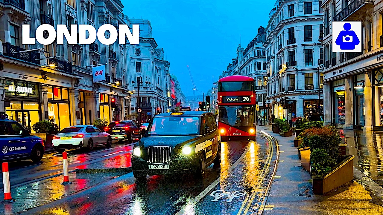 Central London's Most Exclusive Streets During Easter Downpour | 4K HDR Walk