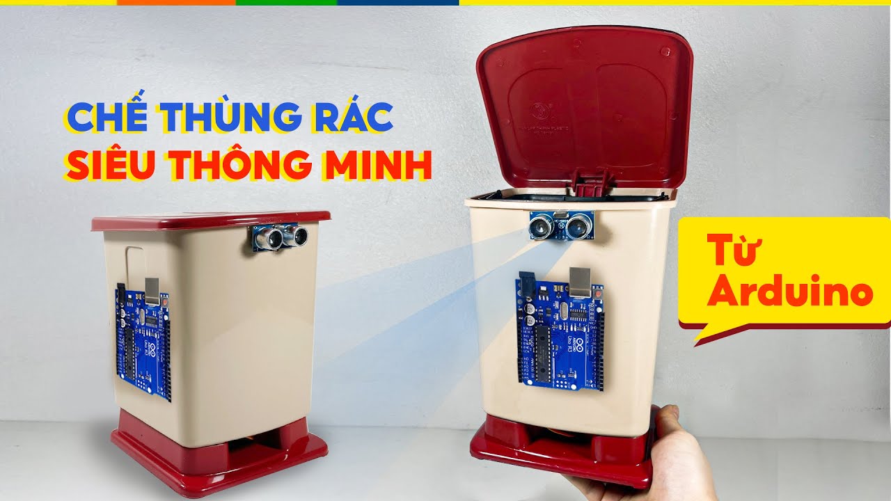 Chế Thùng Rác Cảm Biến Thông Minh Tự Động Đóng Mở