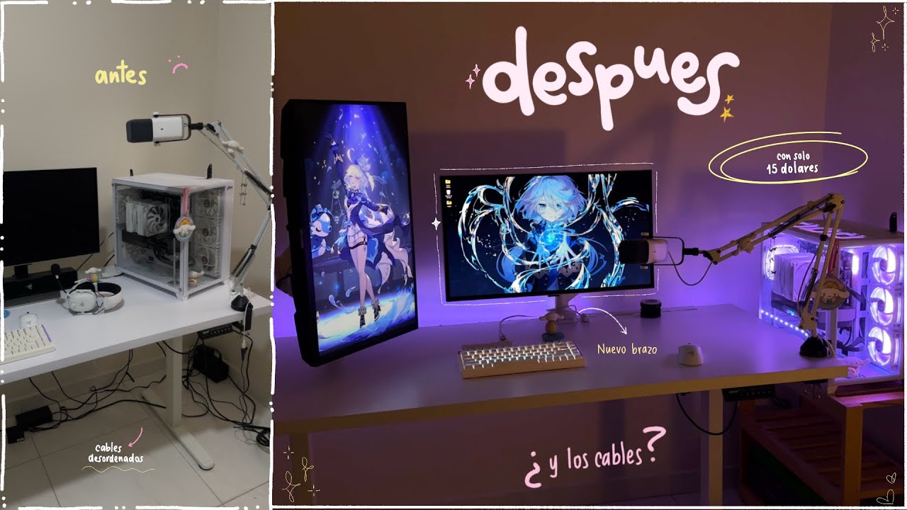 Cables ordenados con bajo presupuesto + aprende a instalar un brazo para monitor ♡