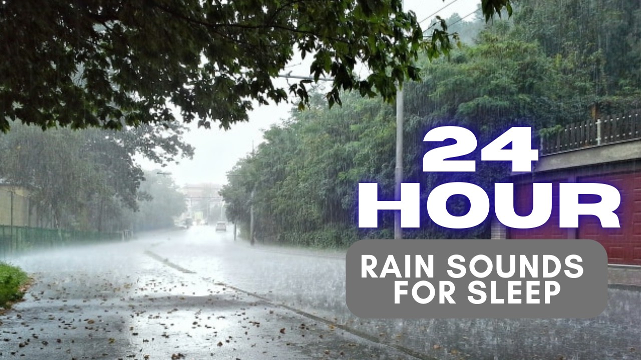 Experience the calming sound of rain falling by the roadside for a full 24 hours