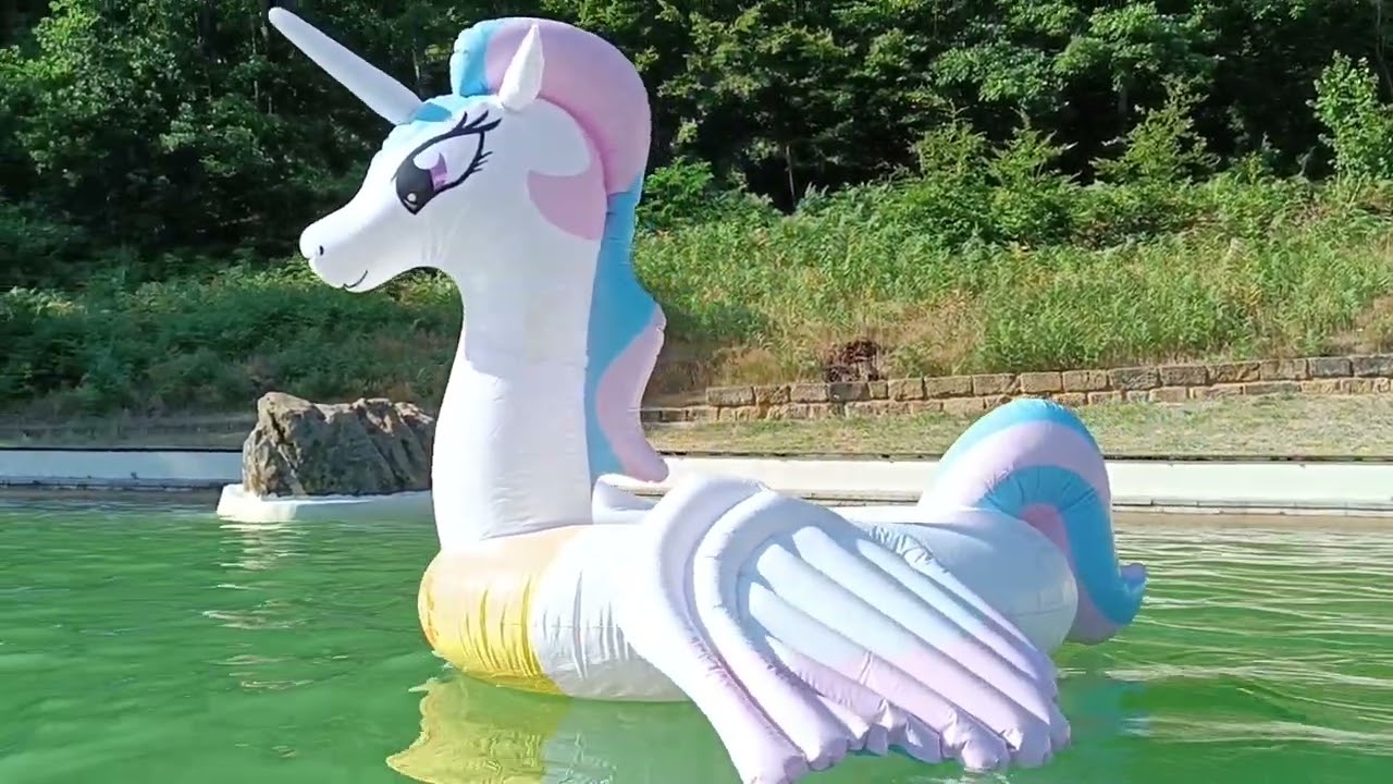 Princess Celestia inflatable pool float in the public pool