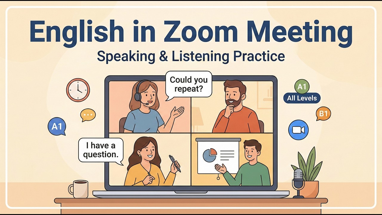 English at Work - Talk About Zoom Meetings | Real Business English Practice | English Podcast