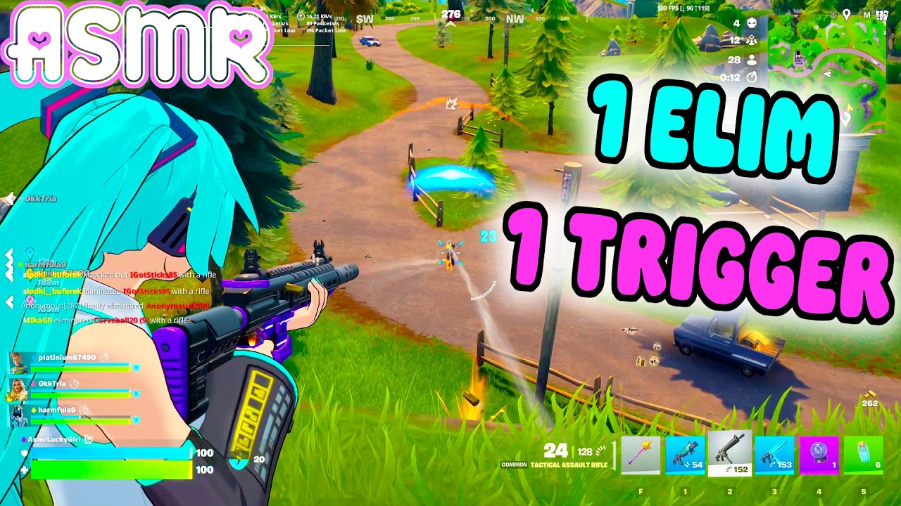 ASMR 🍀 Fortnite Miku Hatsune 1 Elim = 1 Trigger Word Relaxing Controller Sounds and Whispering 🎧