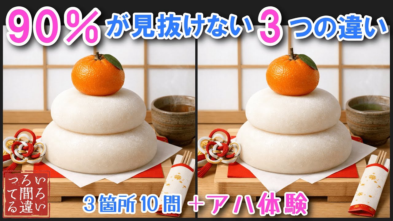 【料理で脳トレ】正月料理の間違い探しとアハ体験で集中力と記憶力を楽しく鍛えよう！【認知症予防/老化予防/物忘れ/デイサービス/】