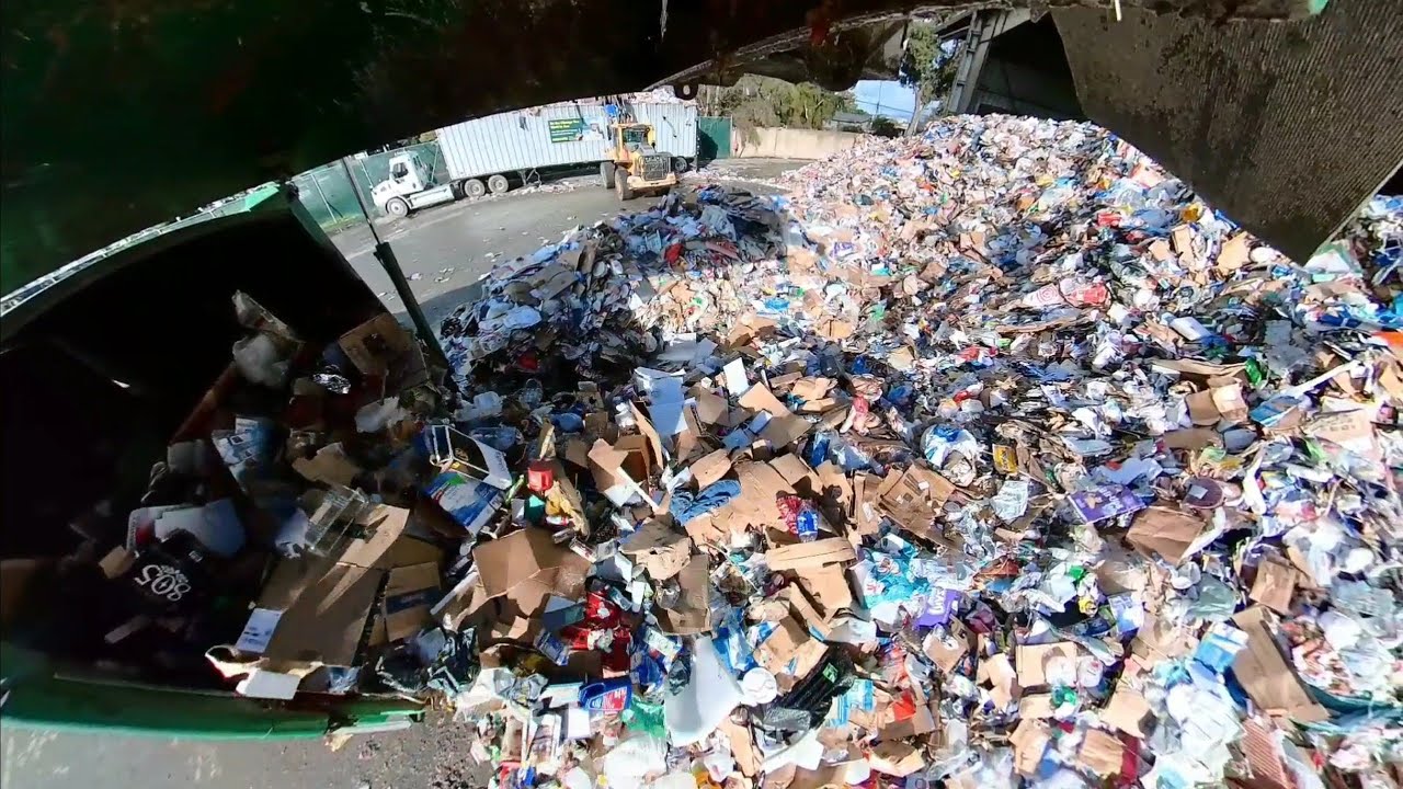 Compilation part 2 Garbage trucks Dumping at transfer station roll off front loader curotto