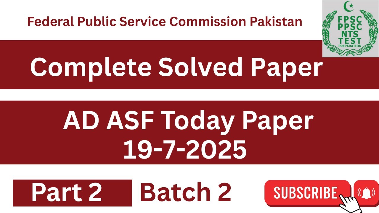 Solved AD ASF Evening paper ||Assistant Director Airport security force Batch 2 Paper Today