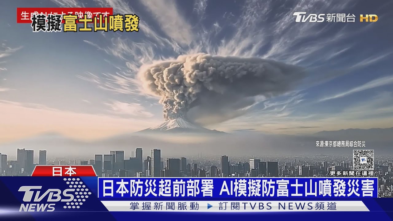 新宿變成一片灰! 日本首度AI模擬富士山大噴發將癱瘓東京｜十點不一樣20250826 @TVBSNEWS02
