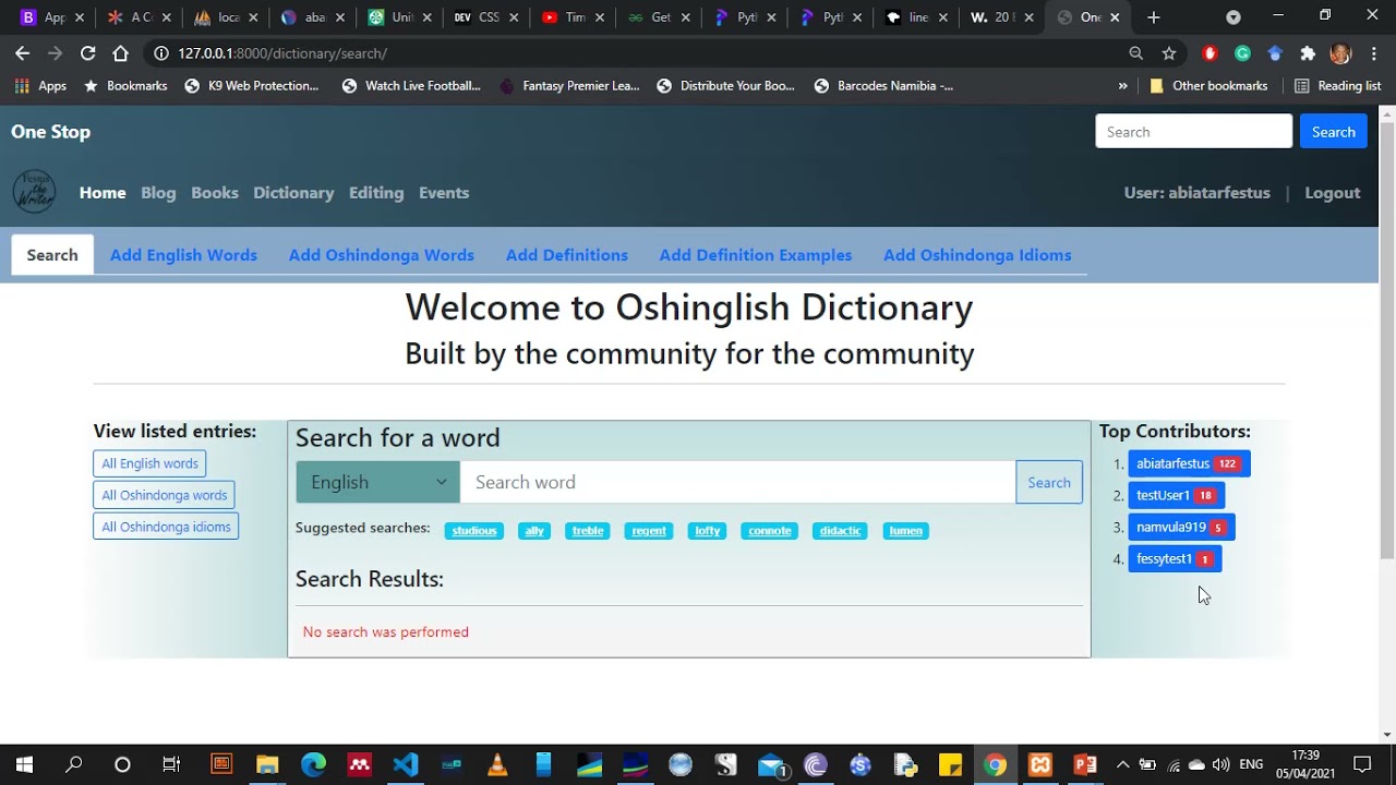 English-Oshindonga dictionary update