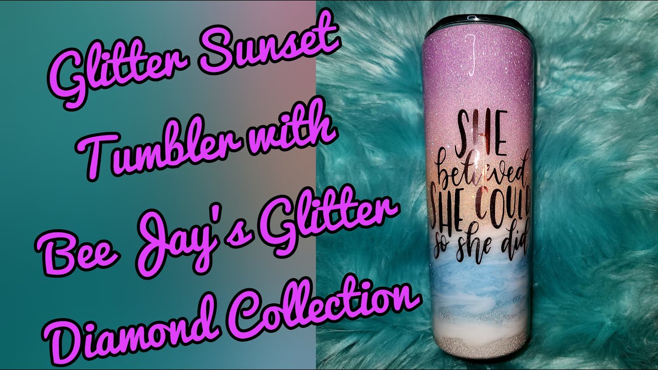 Glitter Sunset Epoxy Tumbler with Epoxy Dye | Bee Jay's Glitter Diamond Collection | Tumblerpoxy