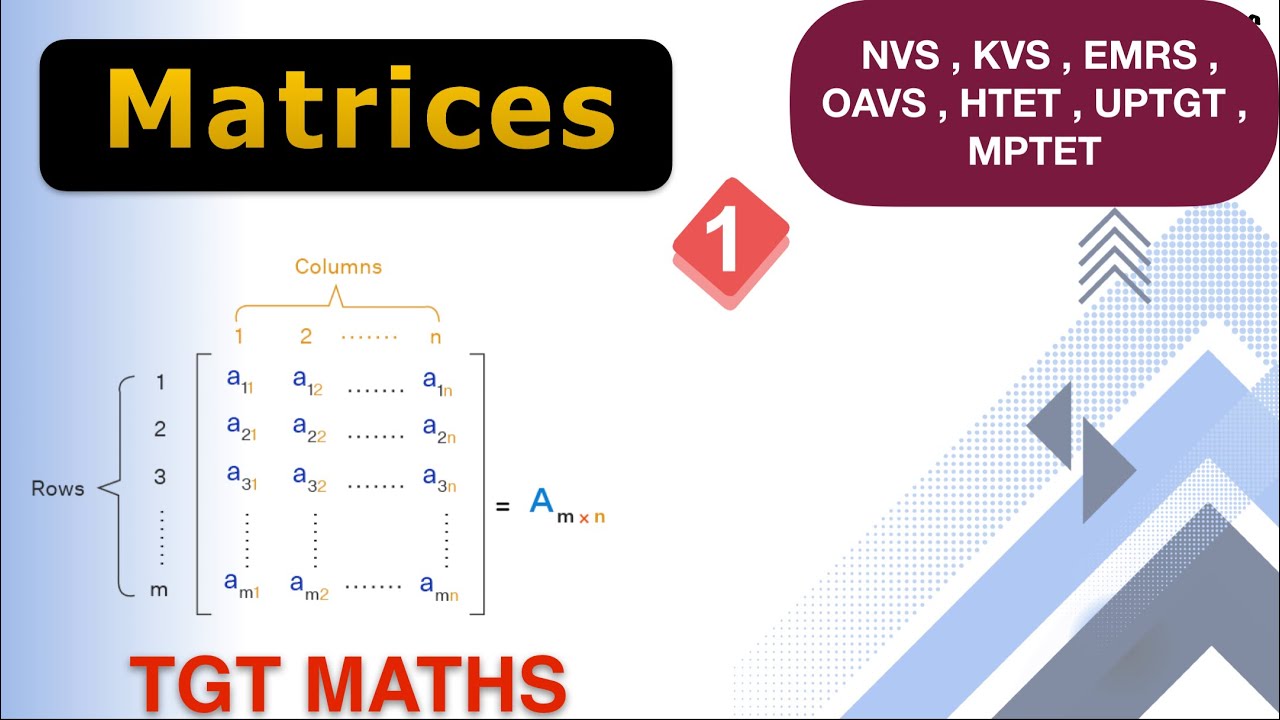 Matrices #01 NVS EMRS KVS TGT Maths