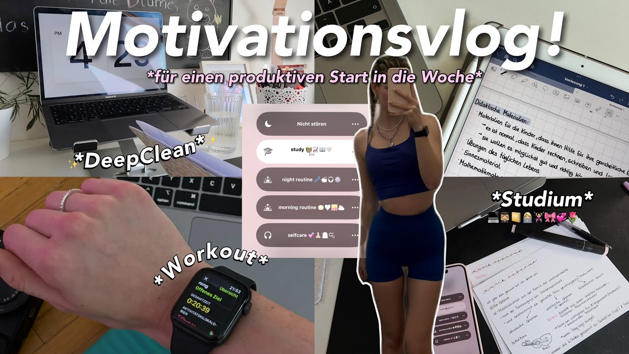 motivationsvlog *für einen produktiven Start in die Woche* 👩🏼‍💻🎀🌷 uni, workout, deepclean, haul