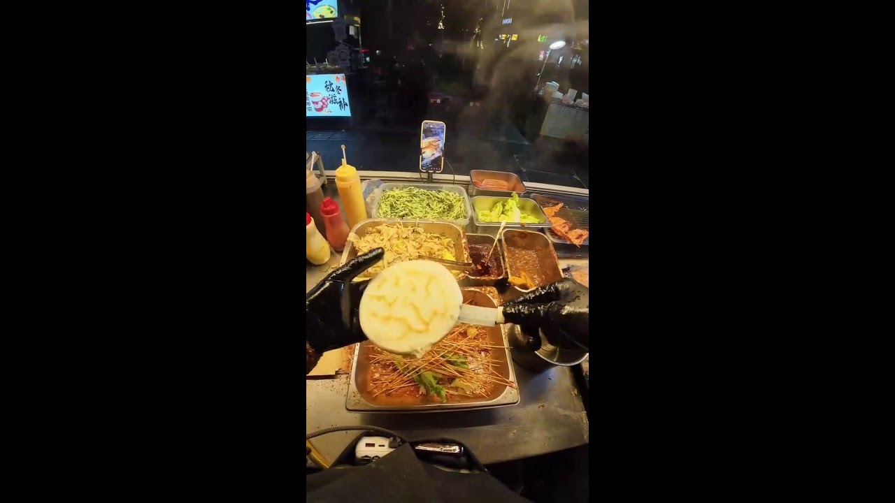 Street Food POV | Real-Time Giant Bun Stuffing with Fried Chicken | Ambient Sounds Only