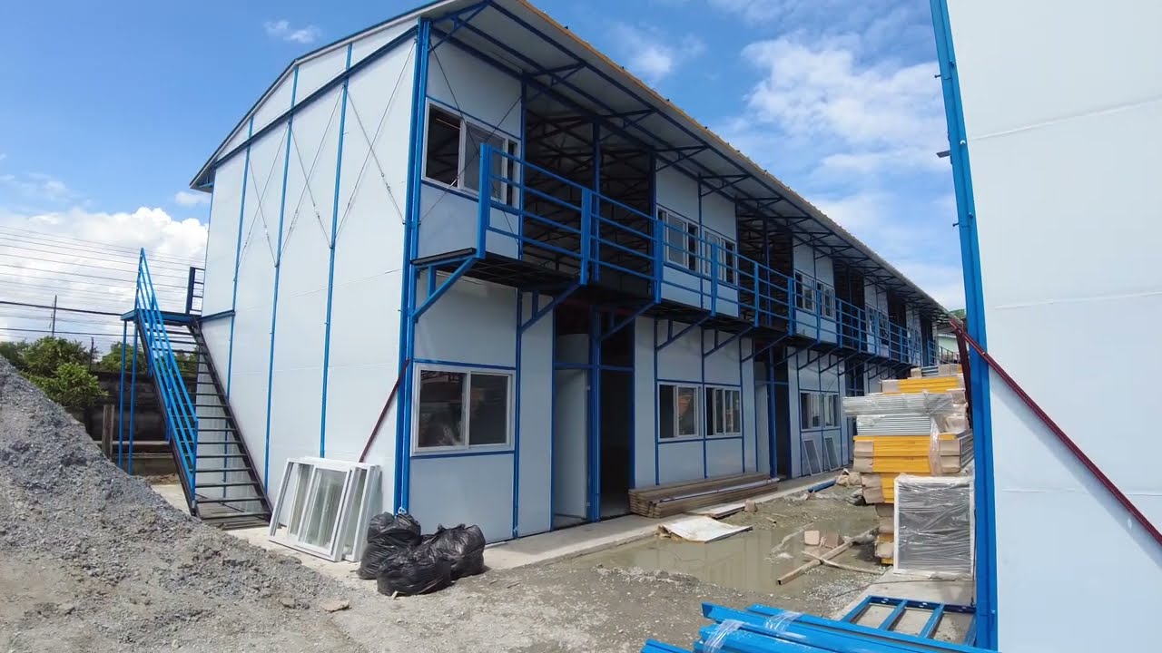 แคมป์คนงาน สำเร็จรูป ผนัง Sandwich ห้อง 3x3m 40 ห้อง 2 ชั้น ราคาประหยัด
