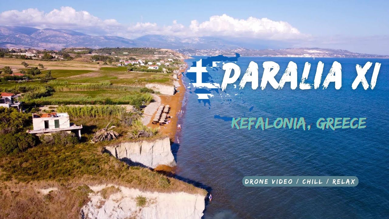 Xi Beach, Kefalonia - Greece - blue-flag beach with red sand (drone video, chill & relaxing music)
