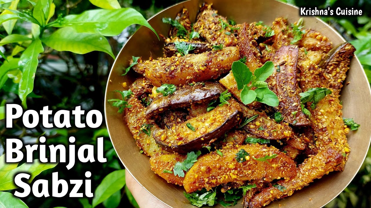 Potato Brinjal Sabzi || Brinjal Potato Curry || Iskcon Prasad | Krishna's Cuisine #sabzi