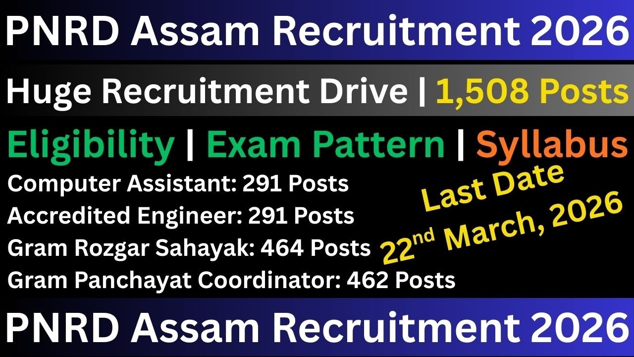 PNRD Assam Recruitment 2026: 1,508 Posts