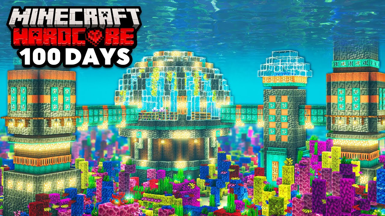 I Survived 100 Days Building an UNDERWATER BASE in Minecraft Hardcore