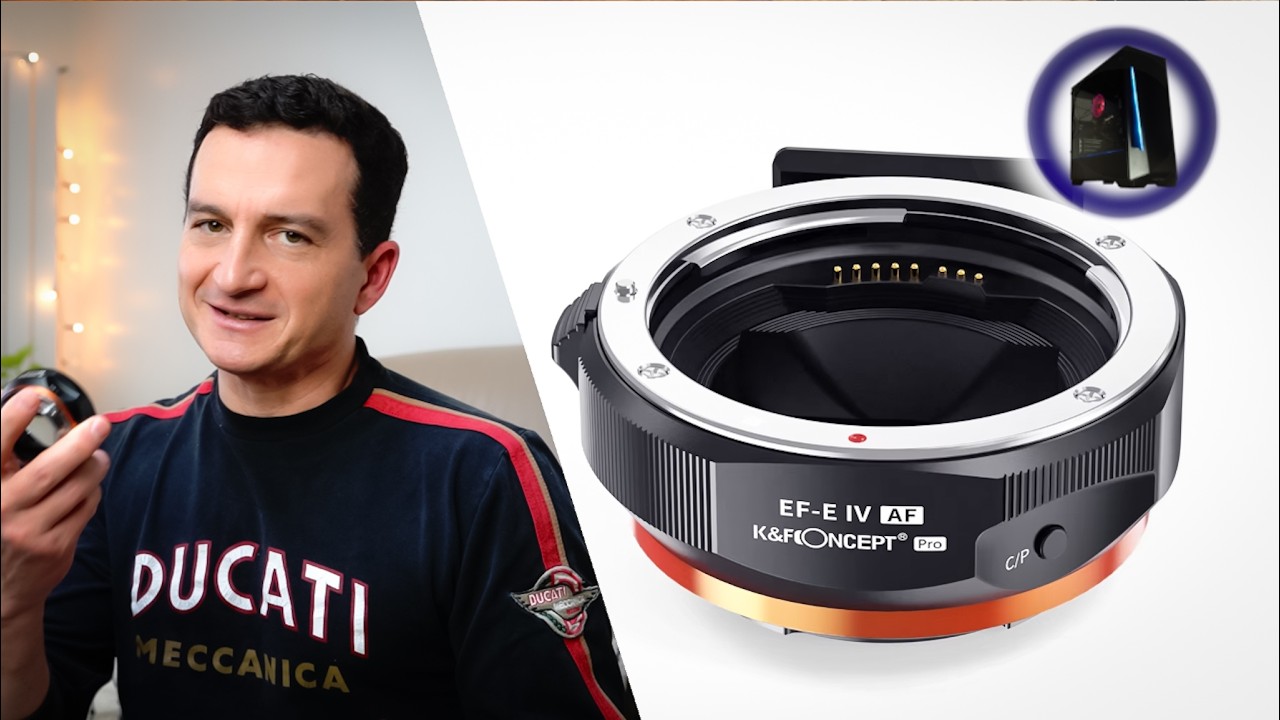 Объектив Canon EF на камере Sony с байонетом E &mdash; адаптер K&F Concept Auto Focus EF-NEX.