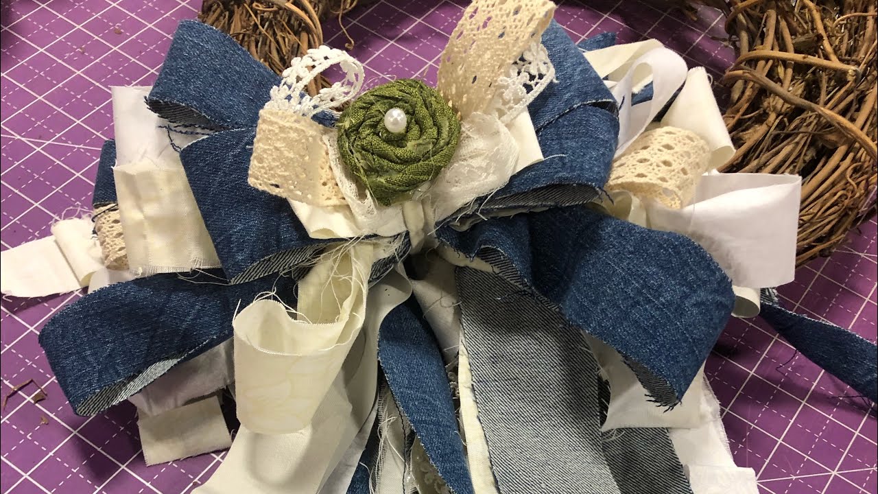 How to make an easy rag bow from old jeans and material
