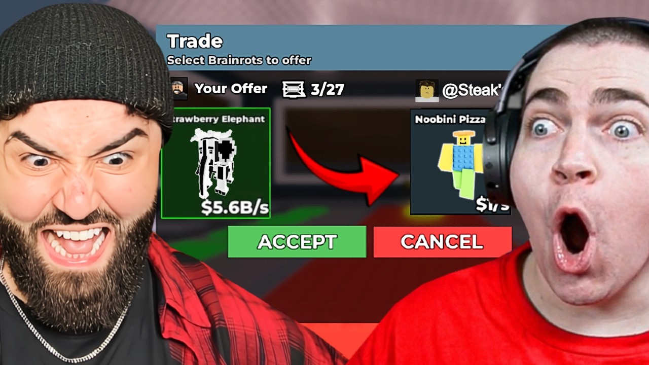 INSANE trading challenge vs STEAK in Steal A Brainrot