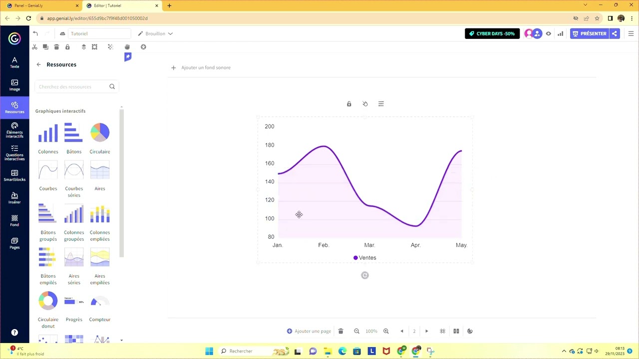 Tableaux et graphiques Genially