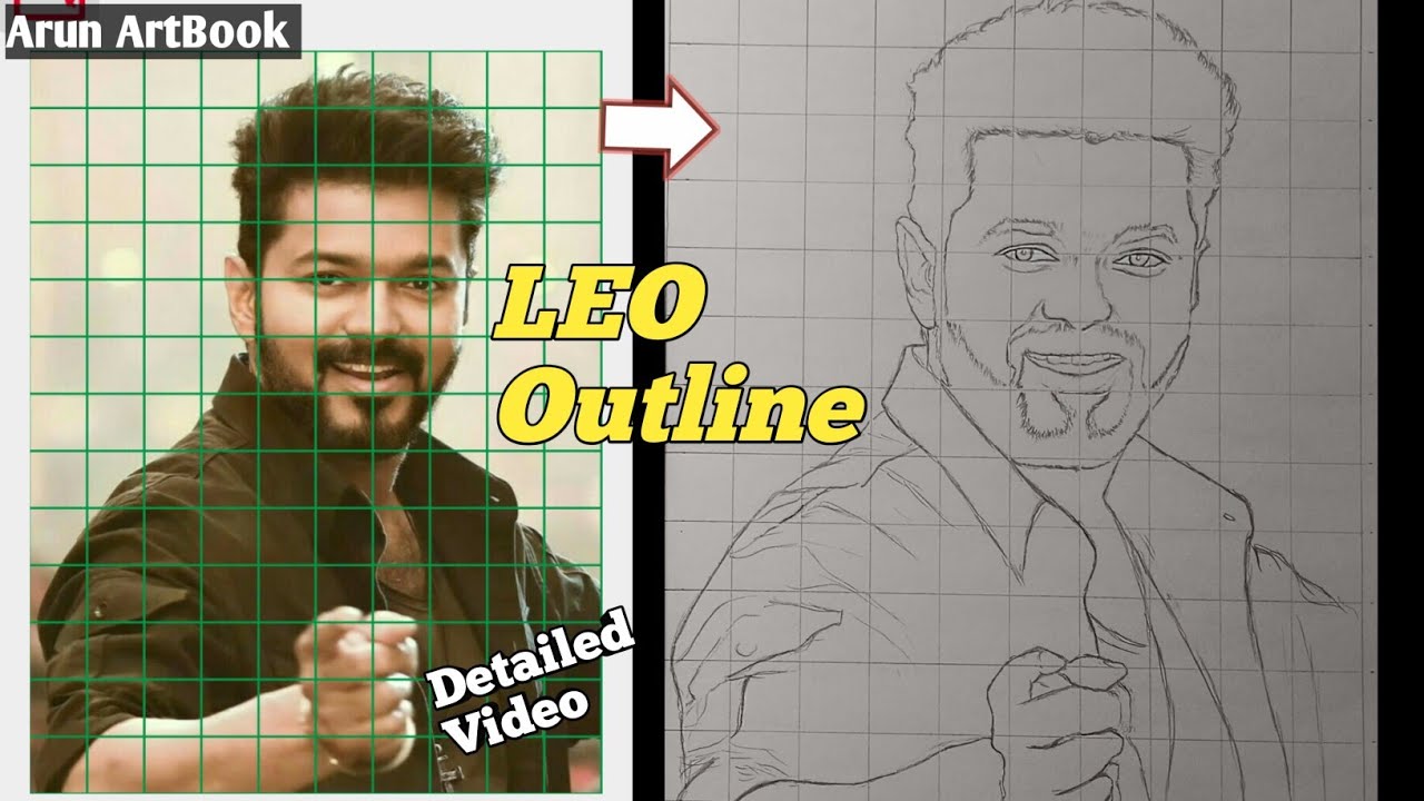 LEO Vijay Drawing / LEO - Naa Ready Video Drawing / Vijay drawing Outline / Arun ArtBook