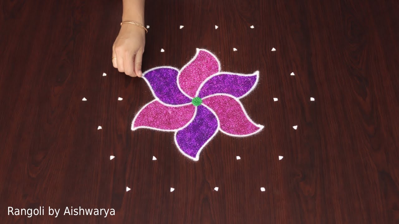 Простые узоры ранголи из 7-4 точек, муггулу для Понгала и красивые праздничные колам.