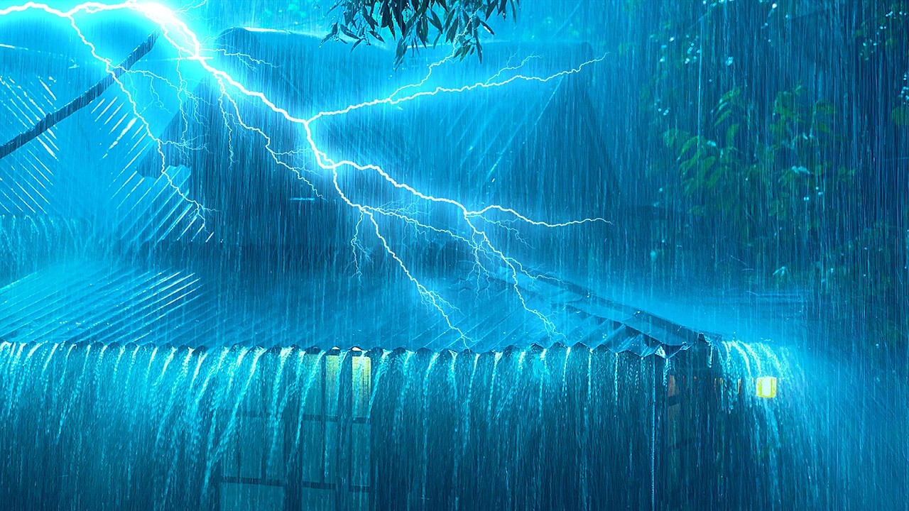 Sueño Curativo Profundo en 3 Minutos con Lluvia y Truenos en Techo de Metal por la Noche