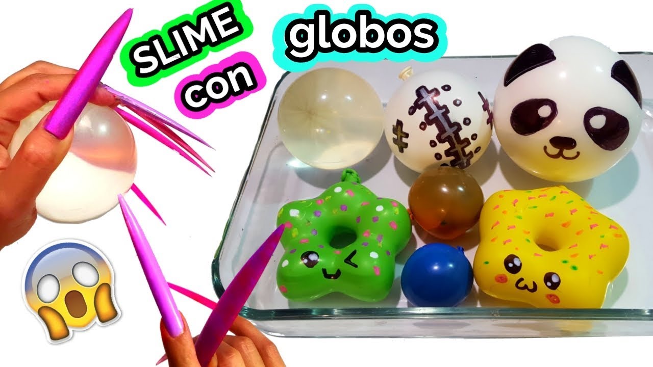 Slime con globos y uñas extra largas