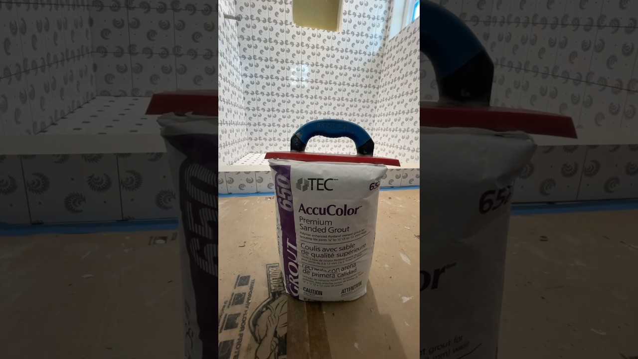 Grouting a shower using &ldquo;TEC&rdquo;sanded grout #tilewithme #grouting #shower #diy #timelapse #tiles #art