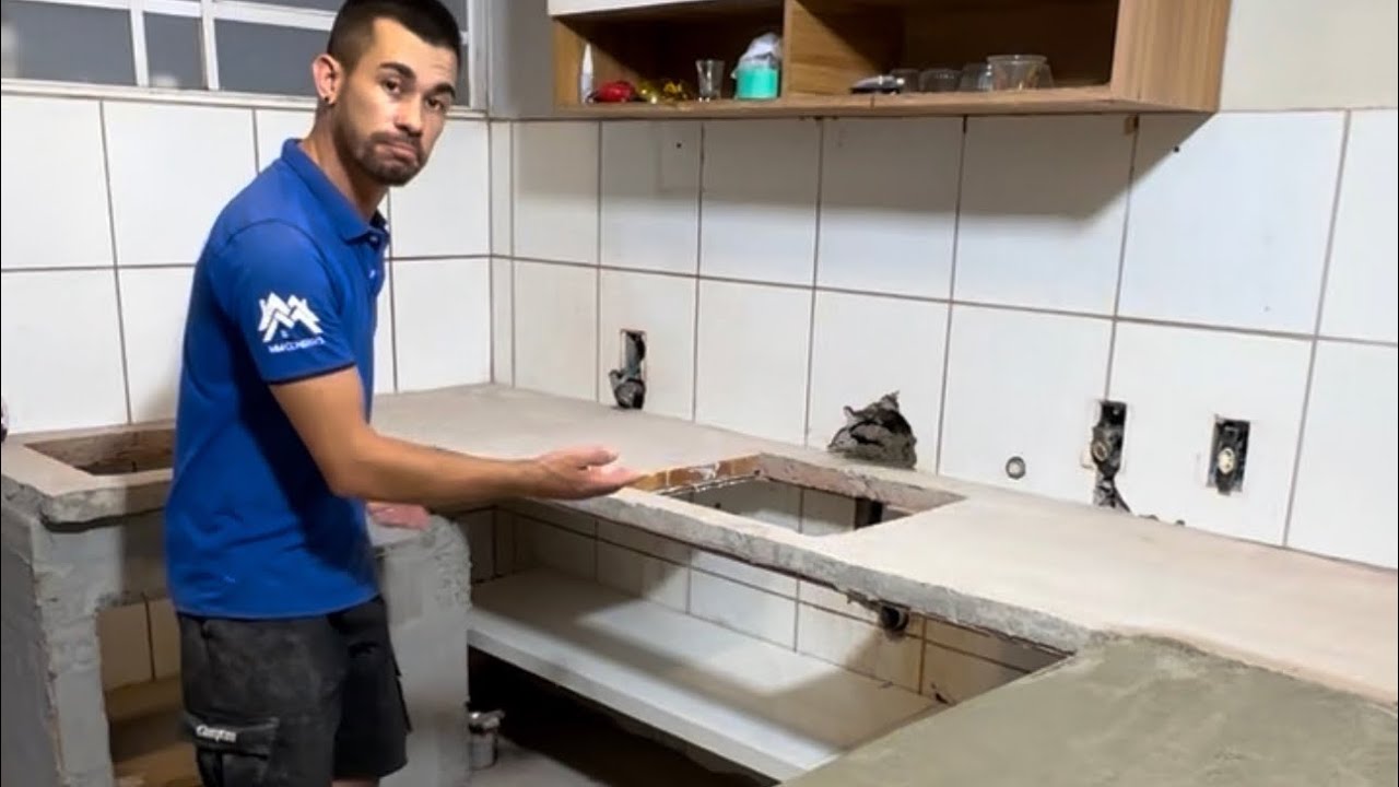 Como fazer cozinha planejada de concreto e piso