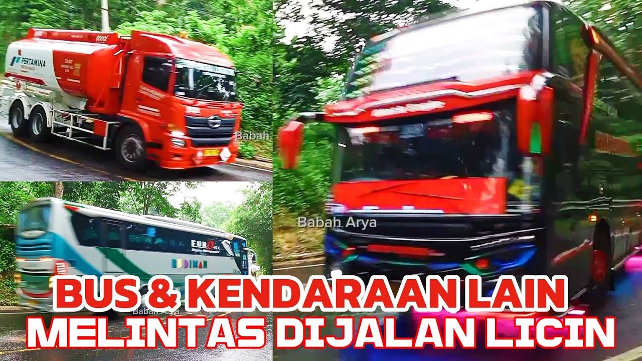BUS DAN KENDARAN LAIN MELINTAS DI JALAN LICIN SEHABIS DIGUYUR HUJAN