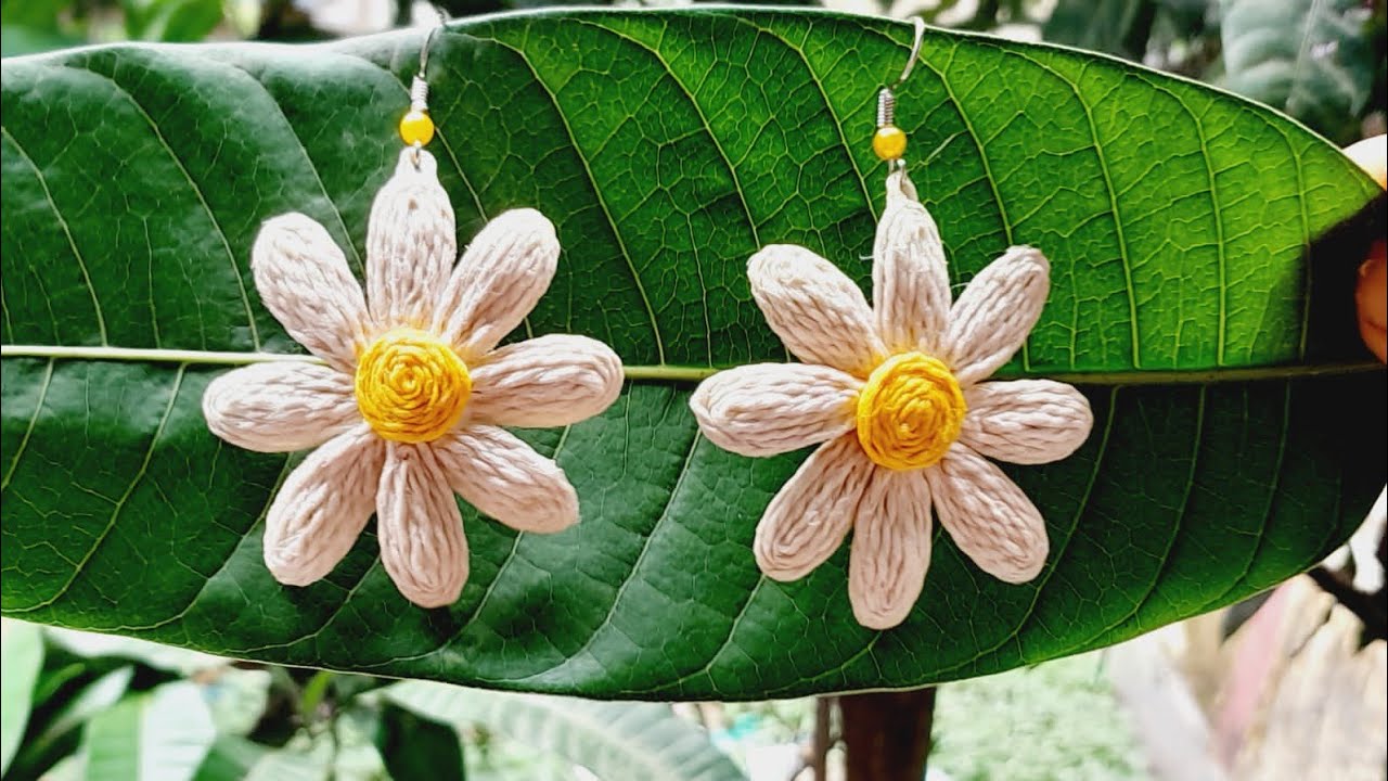 DIY Handmade jute flower earring tutorial .jewellery making at home . jute jewellery   tutorial.