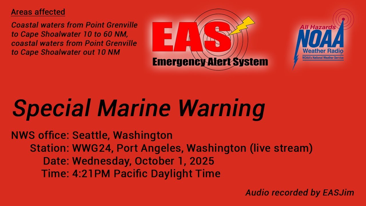 EAS #1121: NWR Special Marine Warning- Oct. 1, 2025- 4:21PM PDT