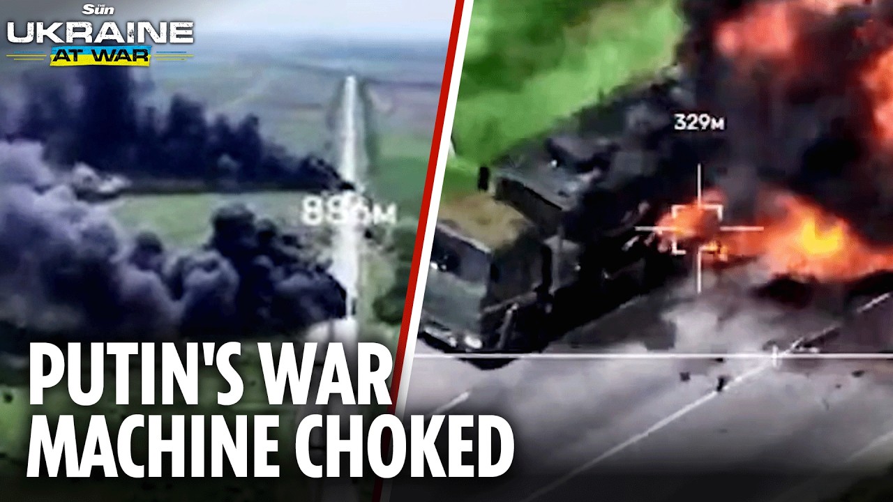 Ukraine drone blitz obliterates key Crimea supply route as highway left strewn with burning tankers