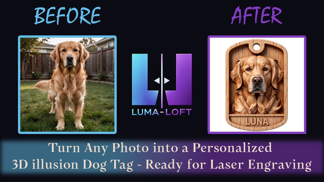 Turn Any Photo into a 3D Illusion Dog Tag for Wood Laser Engraving | Beginners Tutorial &ndash; Luma-Loft