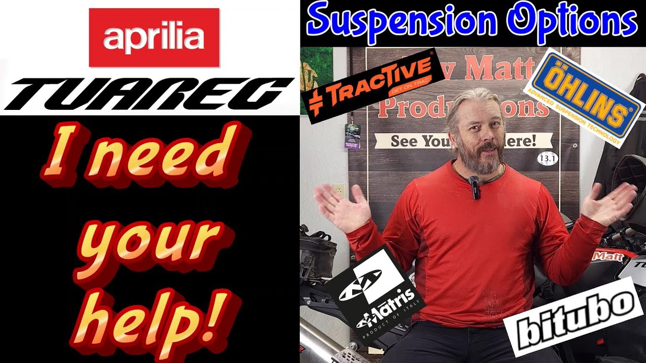 Aprilia Tuareg Suspension Upgrade Options. TracTive, Ohlins, Bitubo, Matris, Andreani, Eibach
